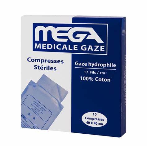 Mega Compresses Steriles 40X40 Boite de 10