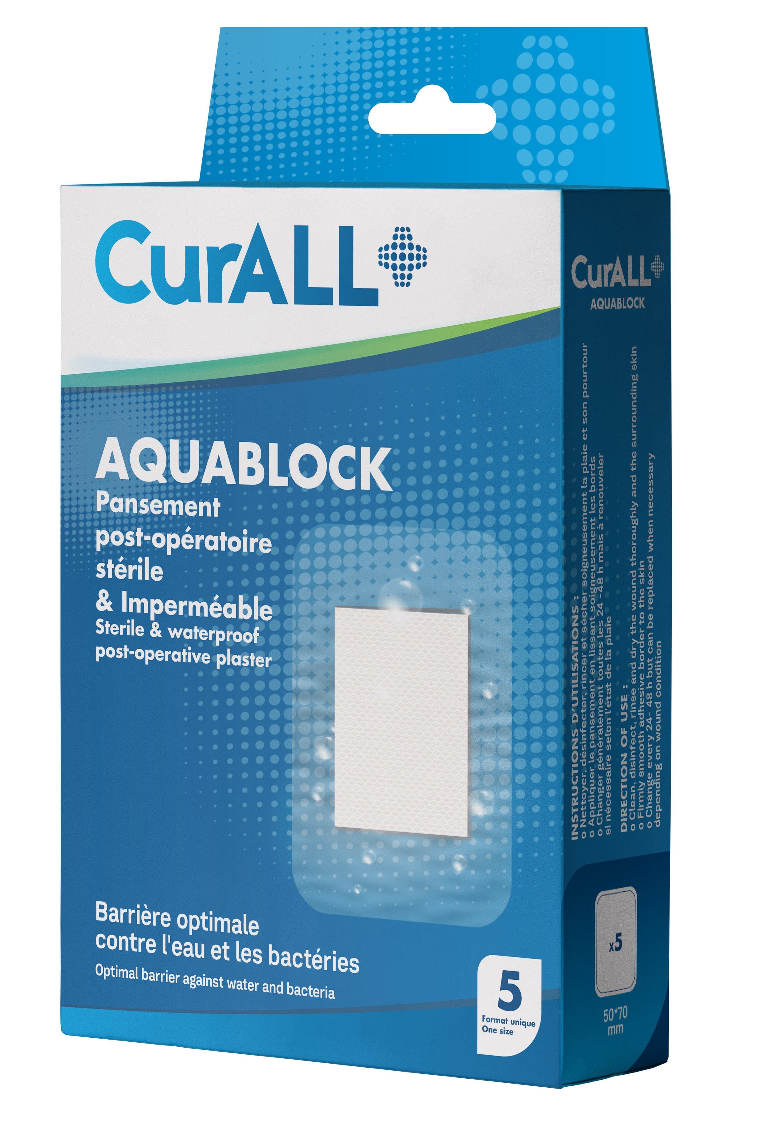 Curall Aquablock Pansement Post Operatoire Sterile et Impermeable 5x7cm BT5