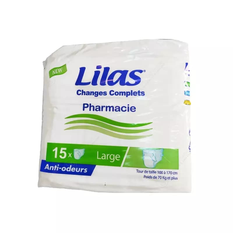 Lilas Couche Adulte Large Pharmacie 15 Pieces