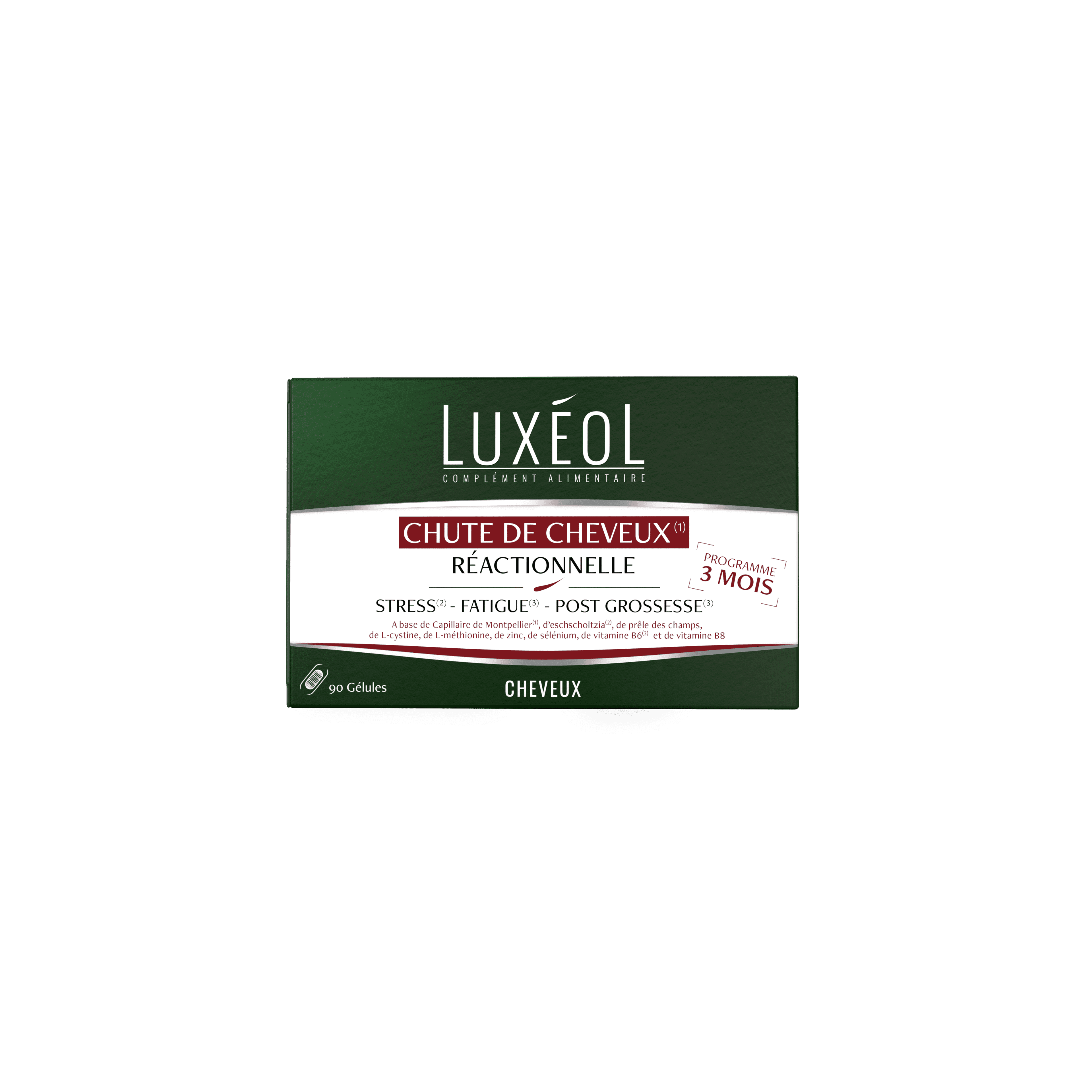 Luxeol Chute de Cheveux Reactionnelle 3 Mois 90 Gelules