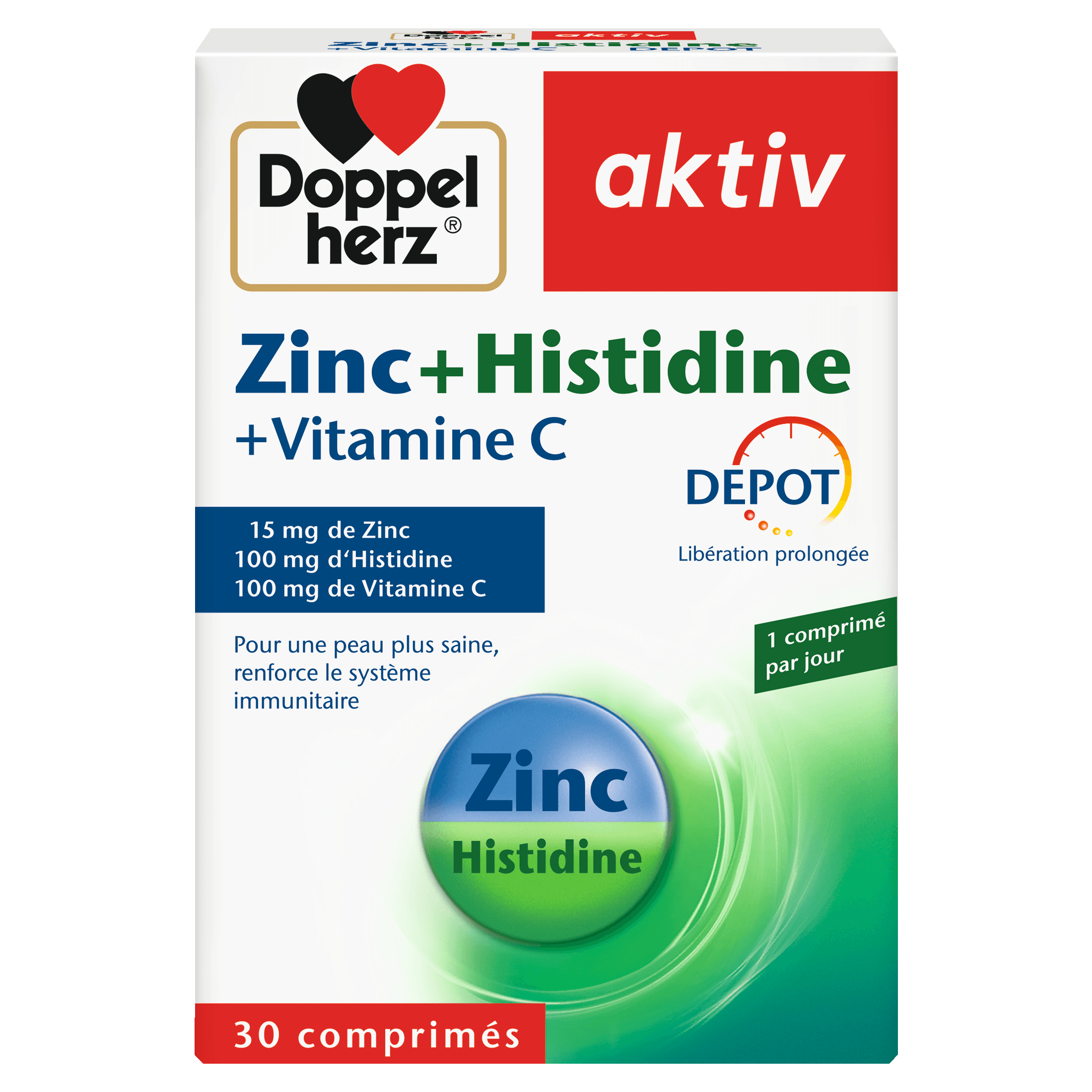 Aktiv Zinc Histidine Vitamine C 30 Comprimes