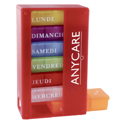 Anycare Pilulier Hebdomadaire Semainier Rouge