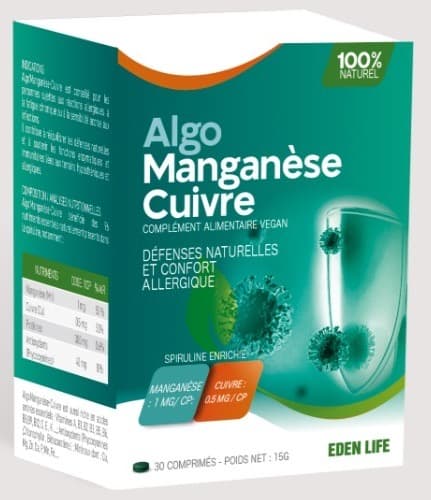 Eden Life Algo Manganese Cuivre 30 Comprimes