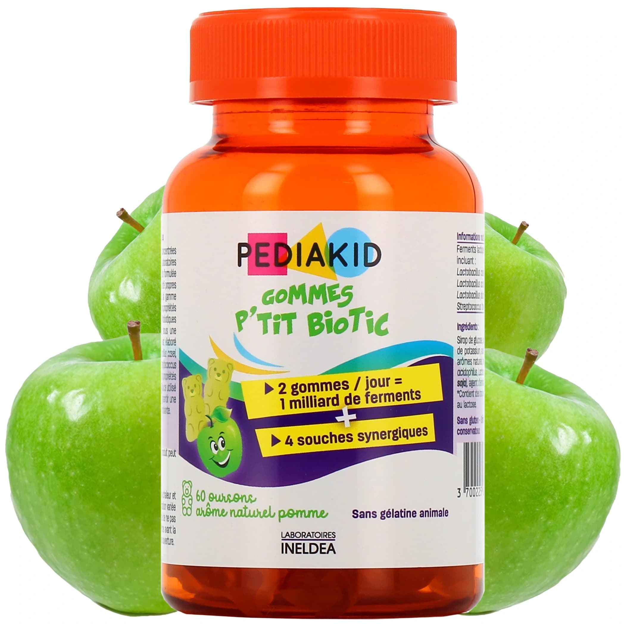 Pediakid Gommies Ptit Biotic 60 Gummies Arome Pomme