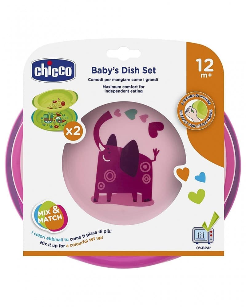 Chicco Assiettes Lot de 2 Rose 12M+