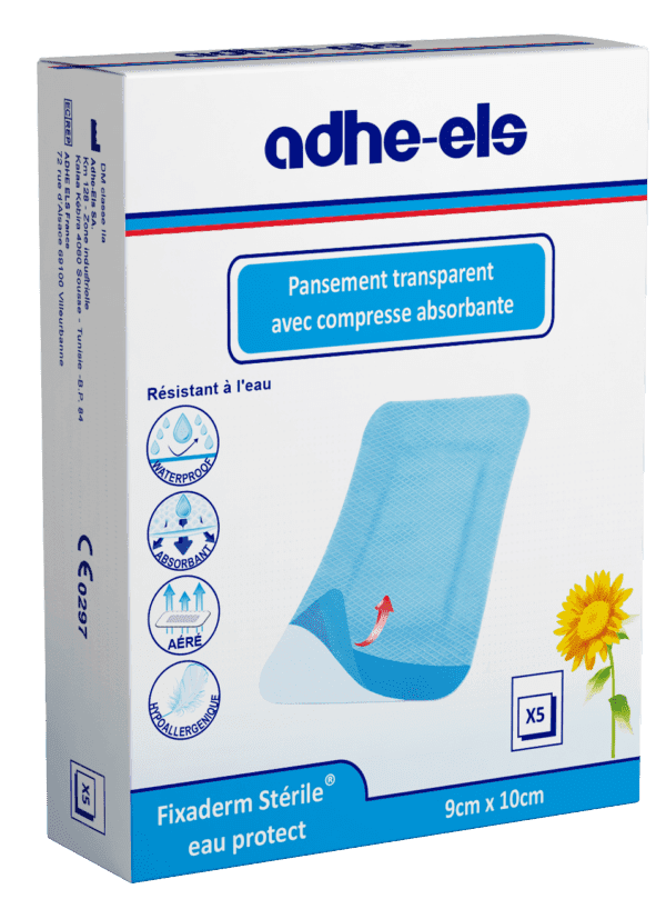 Adheels Fixaderm Eau Protect Sterile 9CMx10CM BT/5