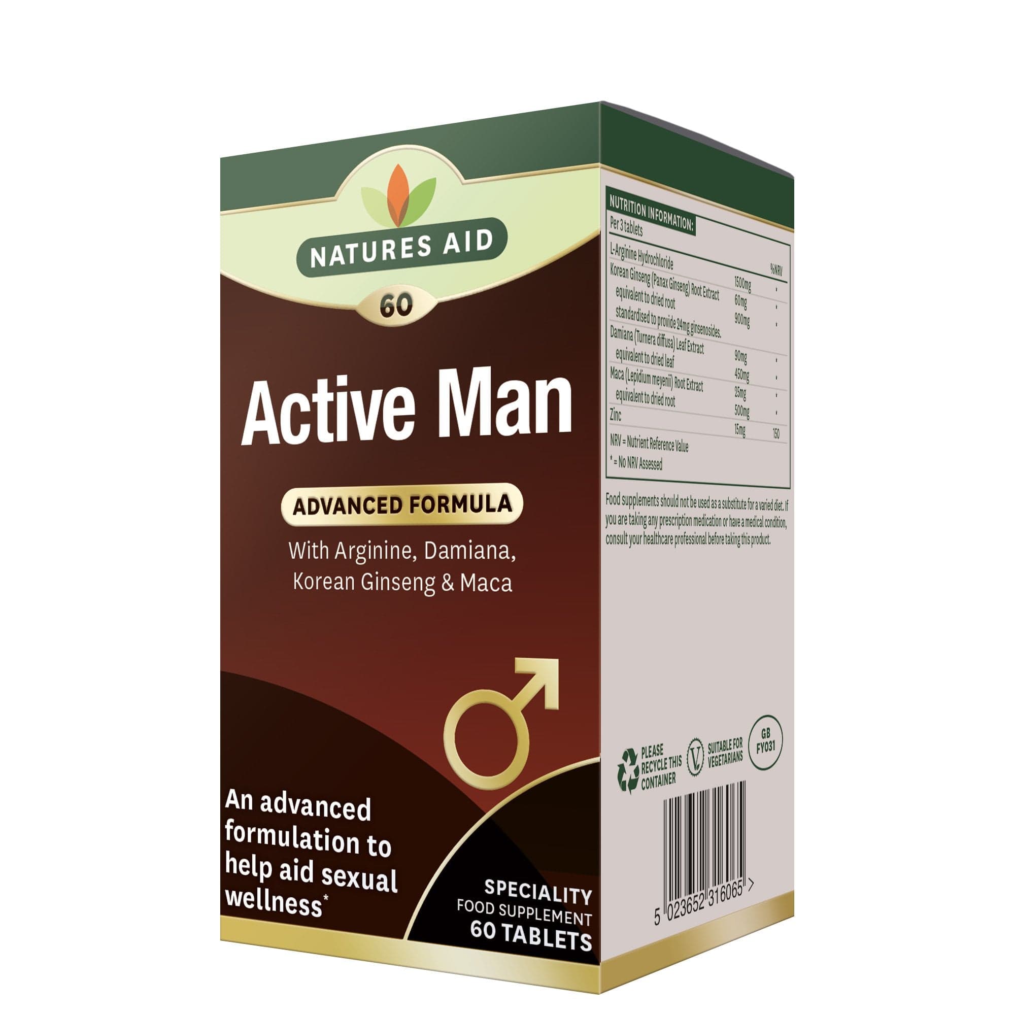 Natures Aid Active Man 60 Gelules