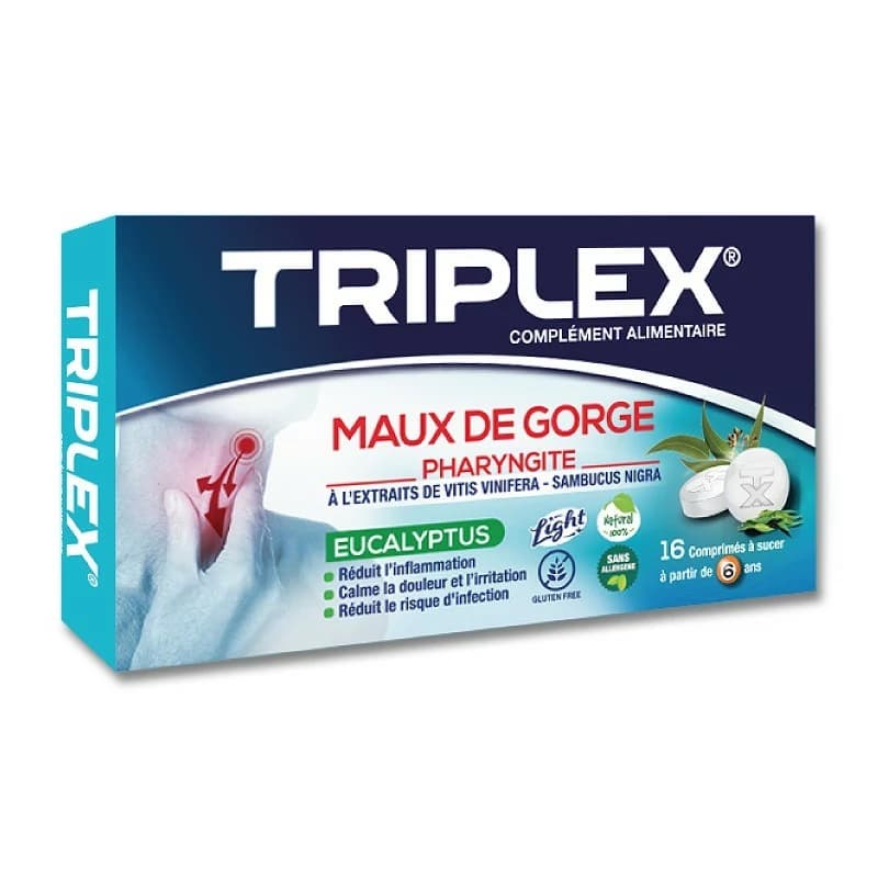 Triplex Maux de Gorge Eucalyptus 16 Comprimes a Sucer