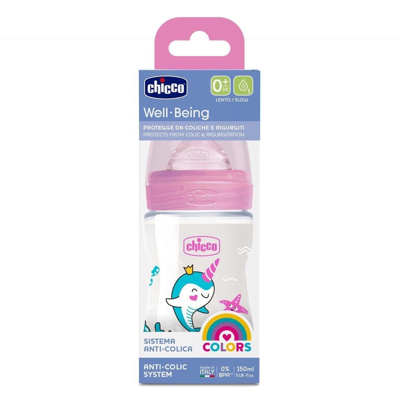 Chicco Biberon en Plastique Rose 150ML 0M+