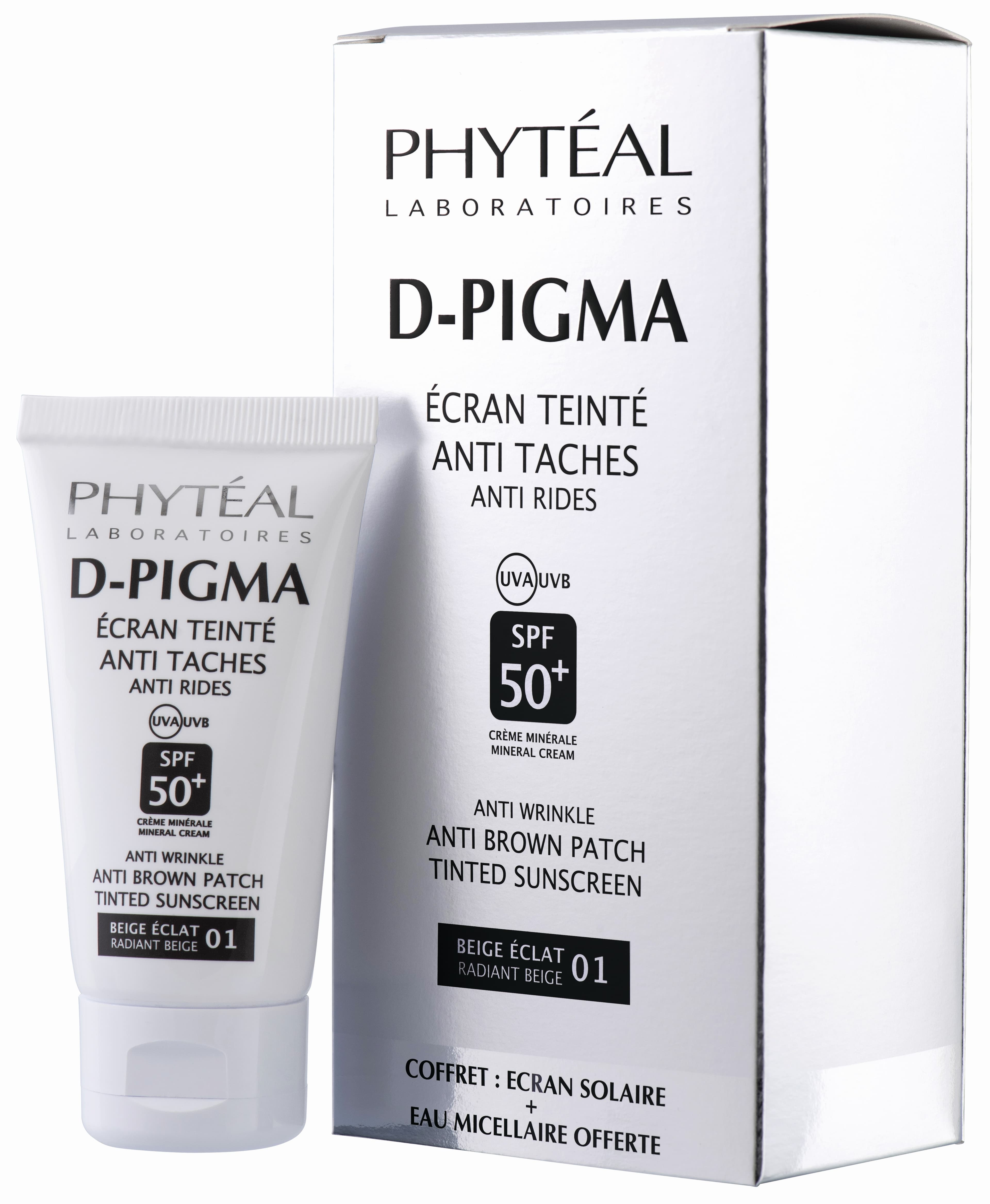 Phyteal Dpigma Ecran Teinte Beige Eclat Coffret Spf 50+, 50 Ml+
